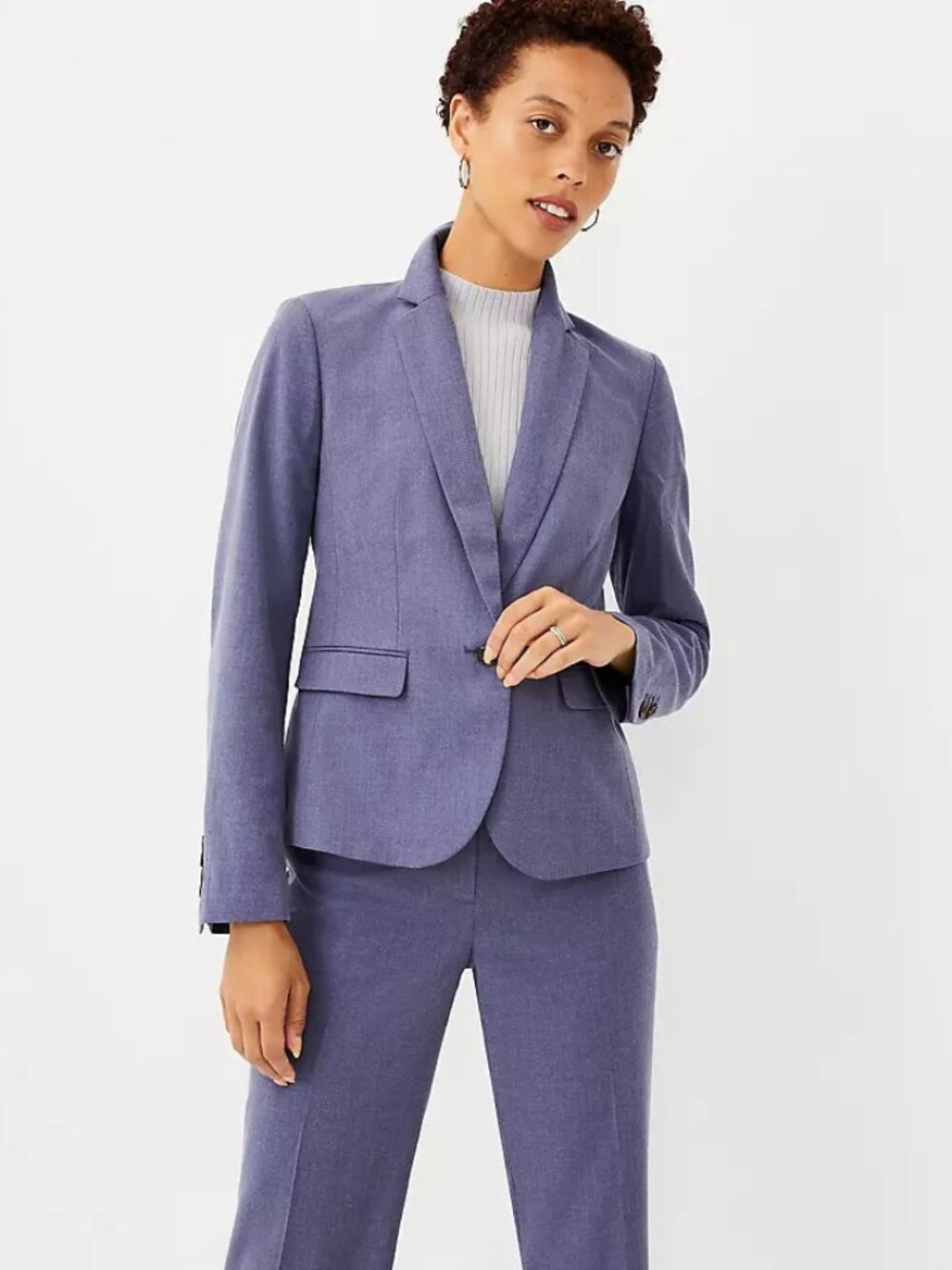 NWT Ann Taylor Womens Size 10 Blue One-Button Notch Lapel Blazer Jacket NEW